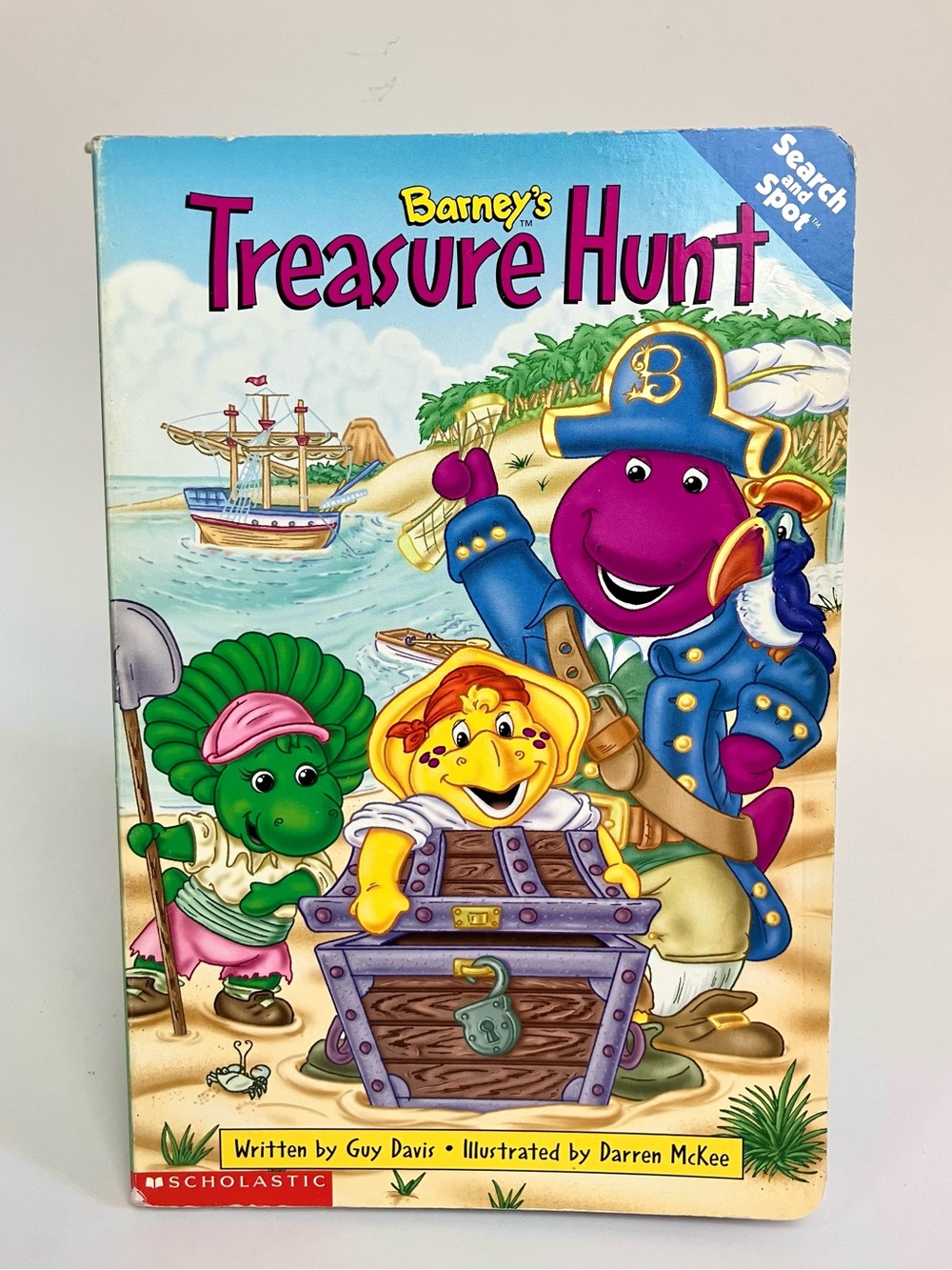 Vintage Barney Treasure Hunt Search & Spot Board Book 90s Children's Books